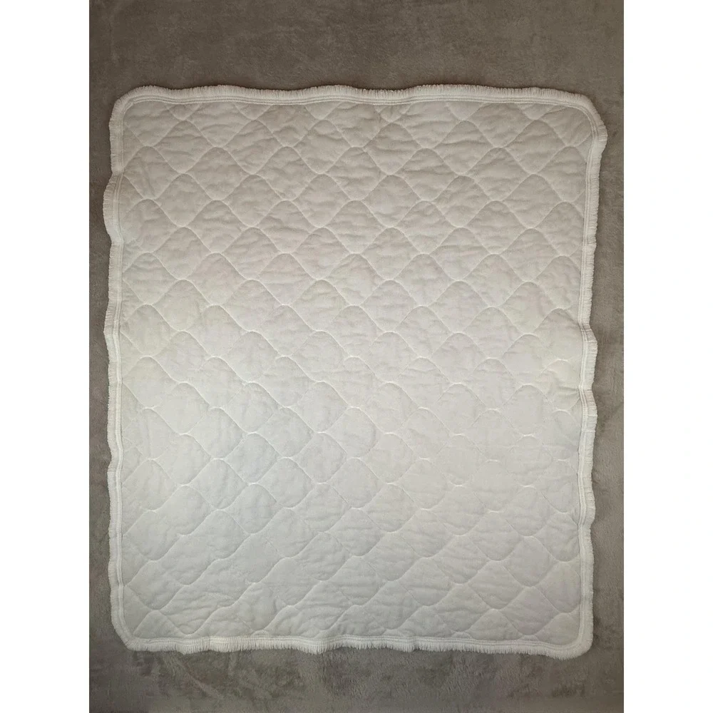 Vtg Triboro Baby Crib Quilt Teddy Bear Rocking Horse Boys And Girls White USA